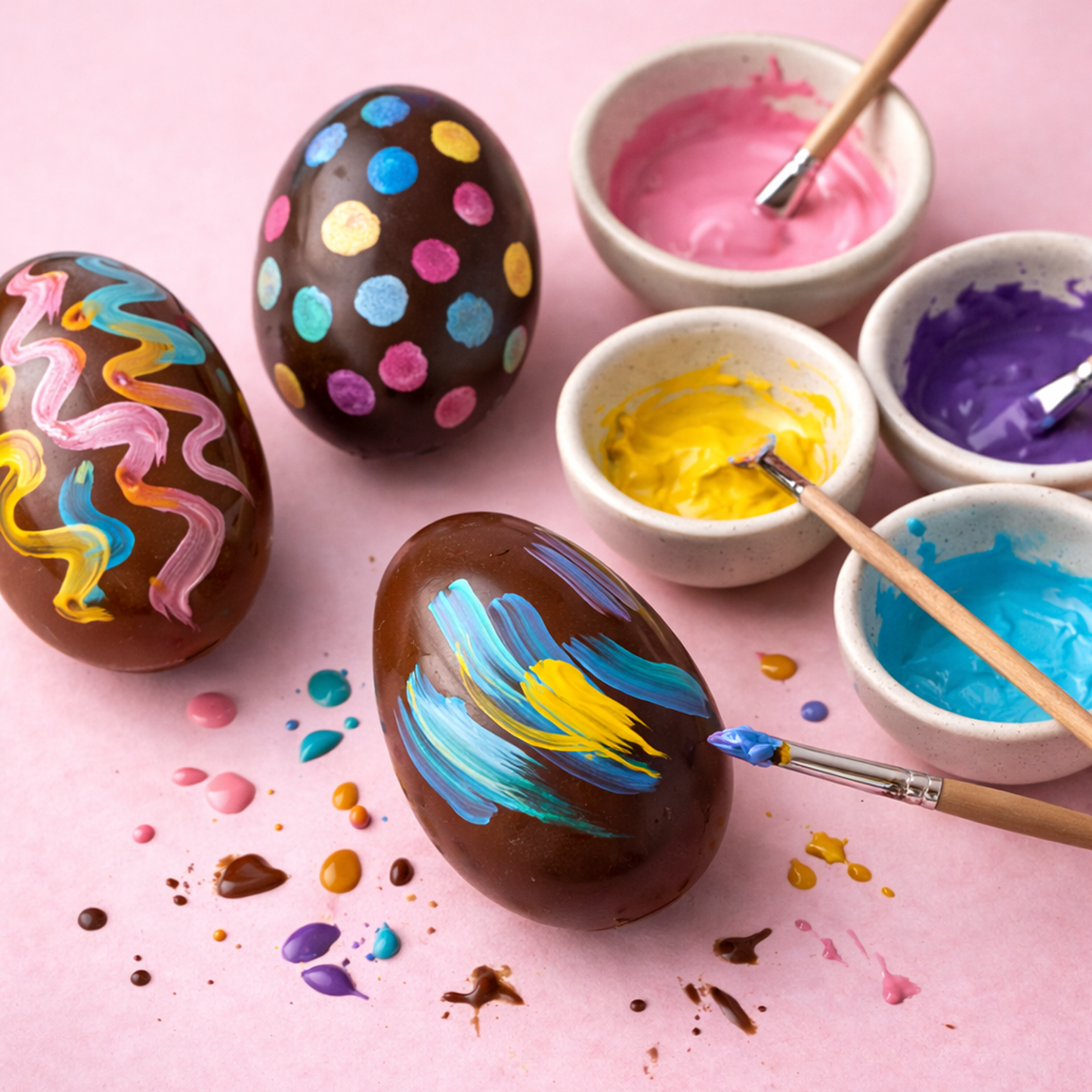 Hand-Painted Solid Chocolate Easter Eggs