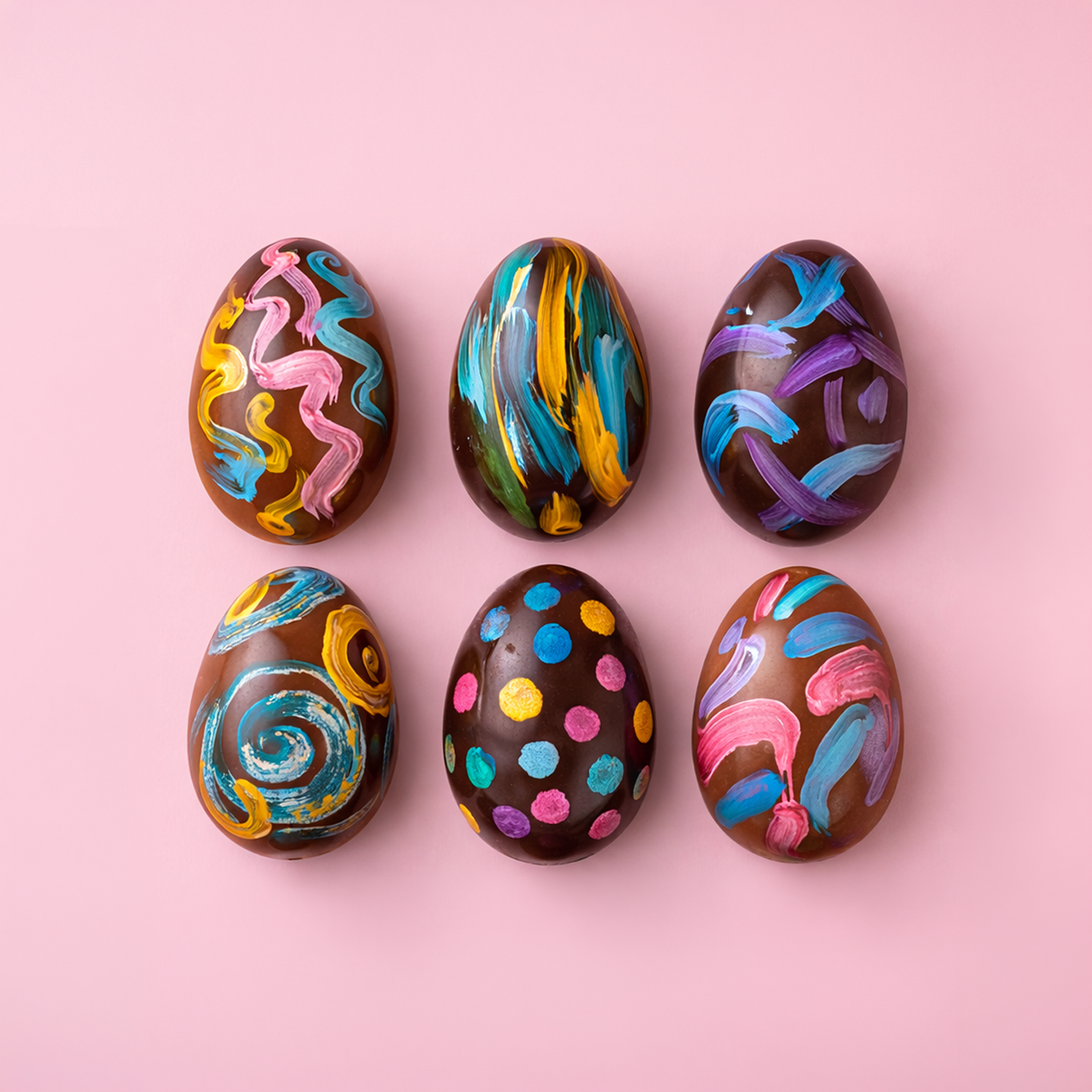 Hand-Painted Solid Chocolate Easter Eggs